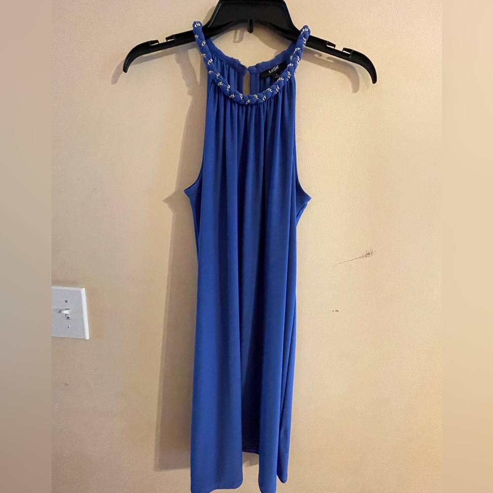 MSK Halter-cut beaded above knee dress. Size Small